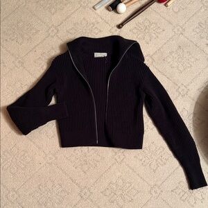 Everlane Organic Cotton Black Zipper Sweater Thick Black